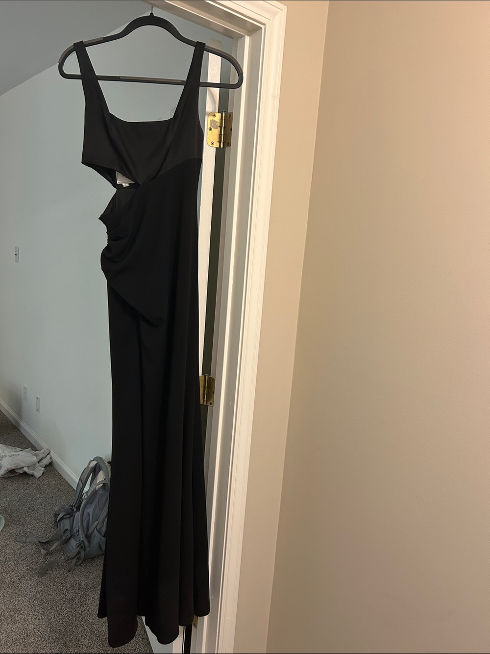 Backless Black Evening Gown with Side Cutout